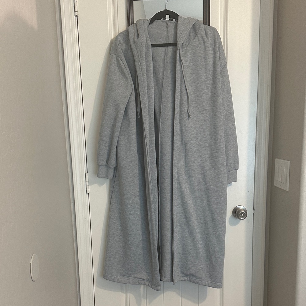 Gray Hooded Women's Cardigan